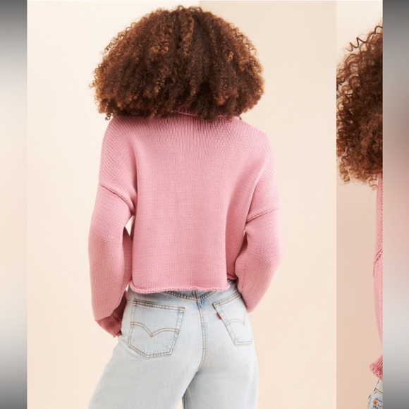 Show Me Your Mumu Pink Cropped Crawford Collared Sweater - Picture 3 of 12